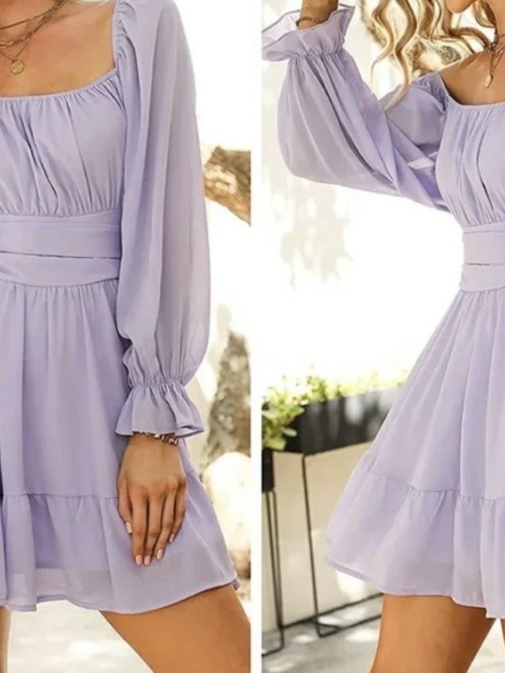 Lilac Long-Sleeve Mini Dress - Picture 6 of 6